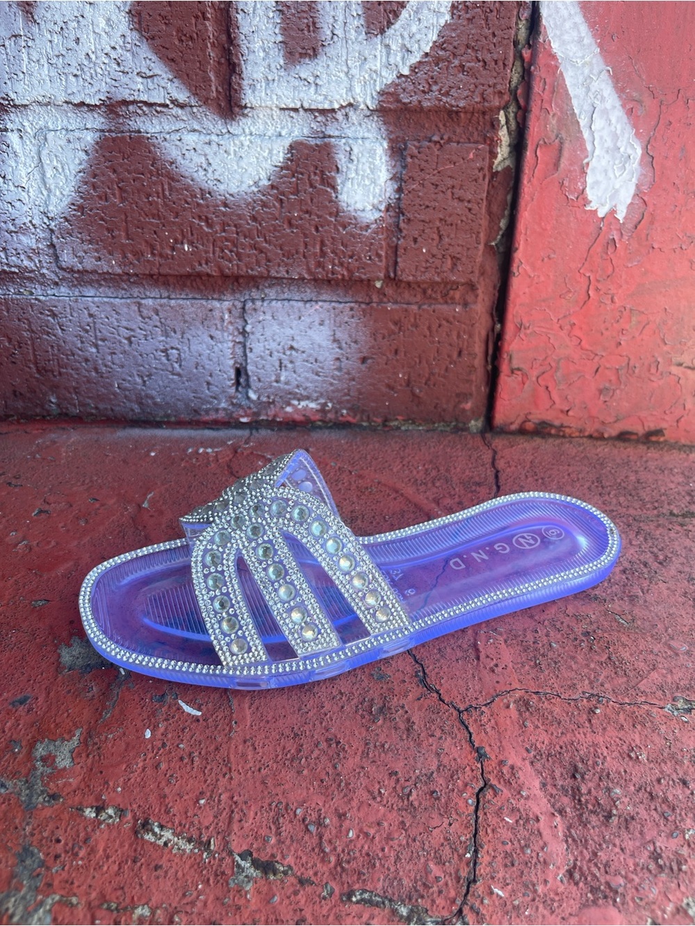 Gemstone Embellished clear Slide Sandal